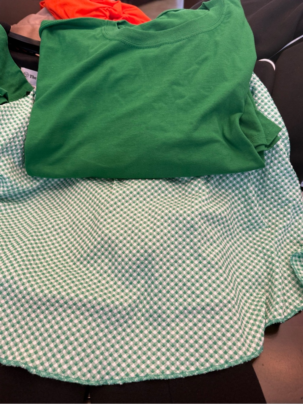 Women’s Green Gingham Shorts – Lightweight Summer Style AND A T SHIRT